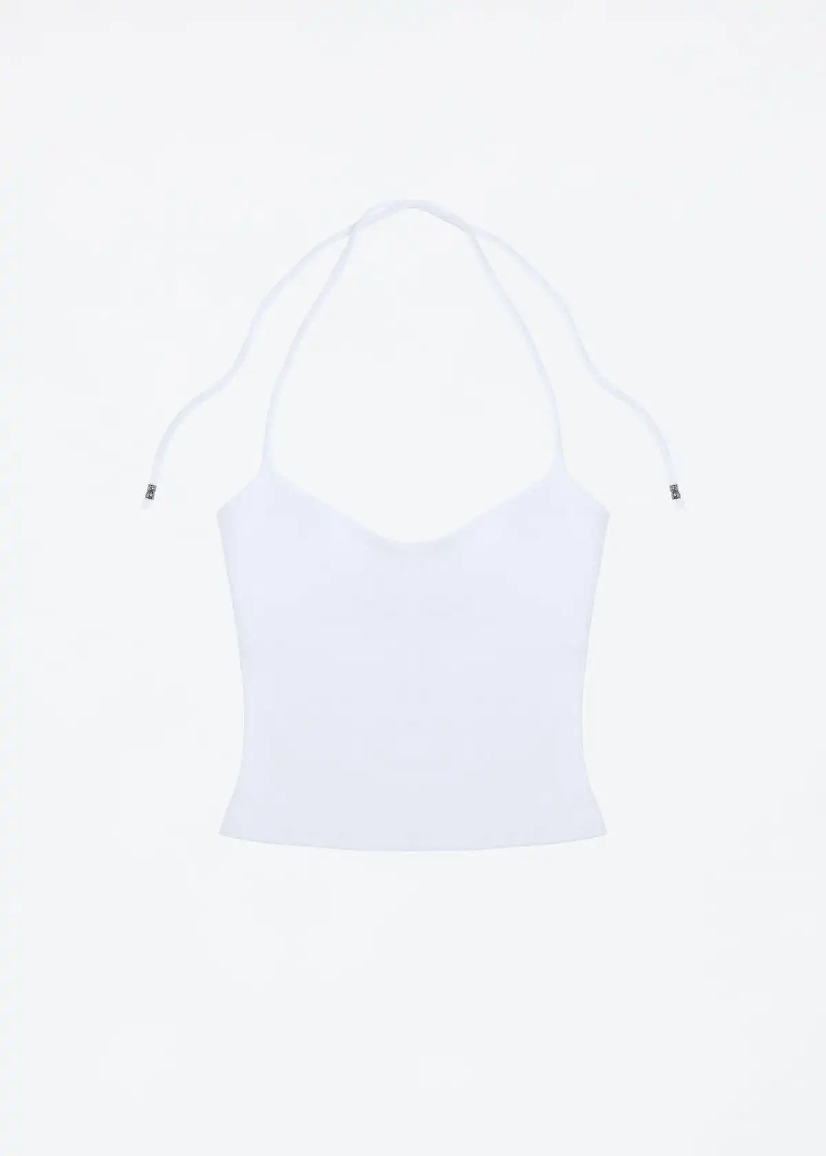 Tank Open-Back Halter Camisole – Stretchy Top with Metal Details & Tie Straps
