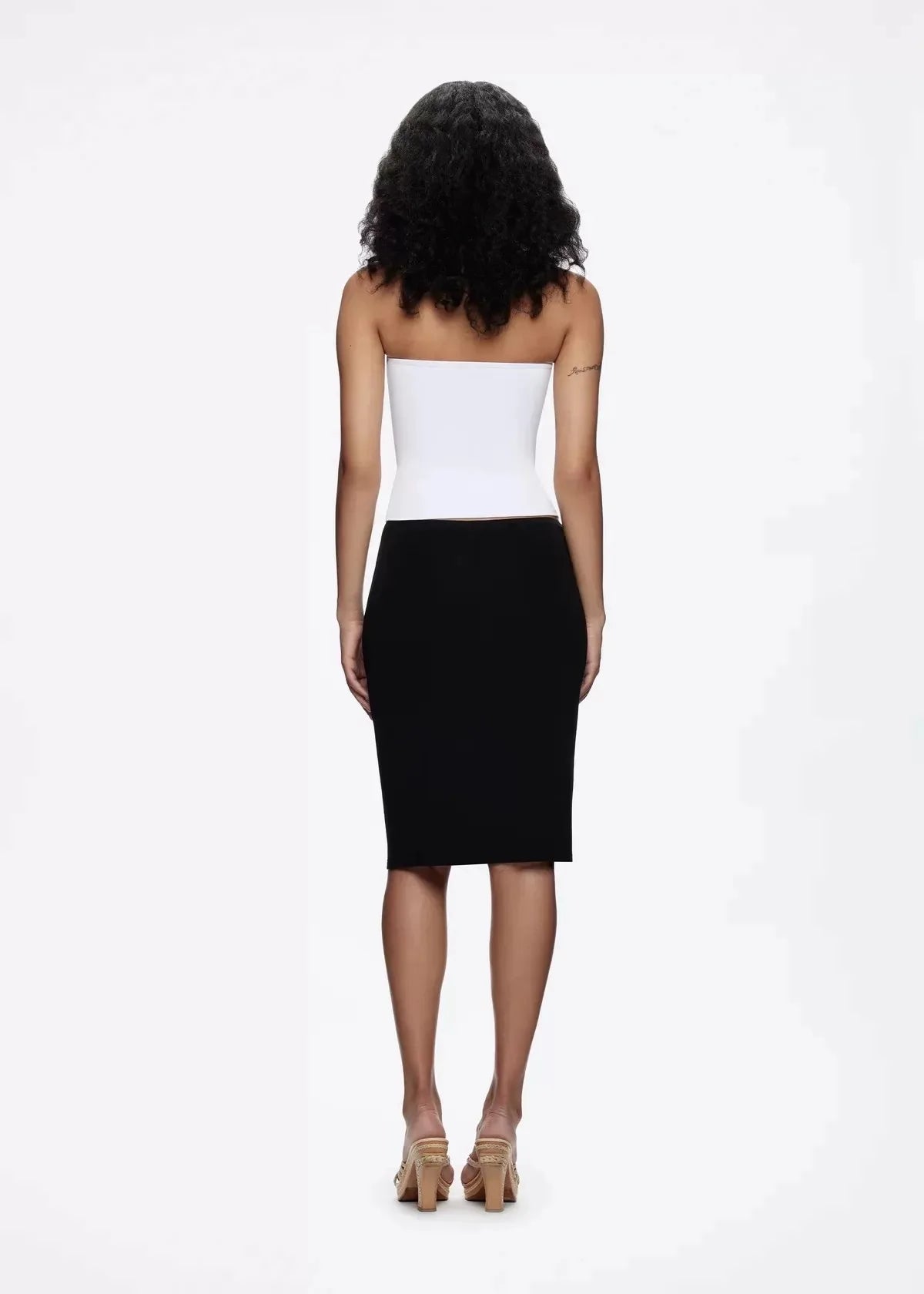 Tank  Skirt Black Mid-Low Rise Hip Skirt Rayon