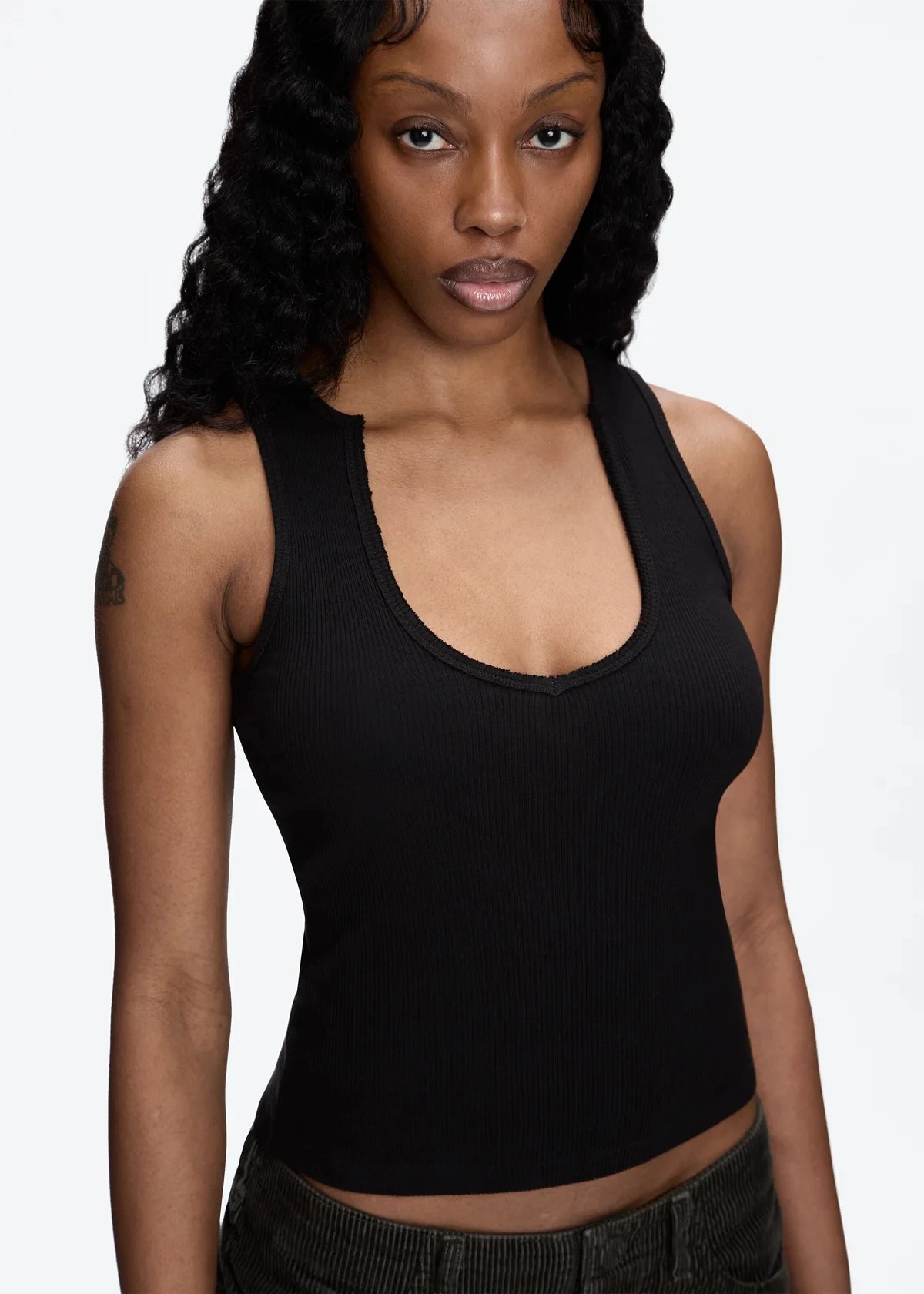 Tank White V-Neck Slim Knit Vest – Raw Edge I-Shaped Summer Top