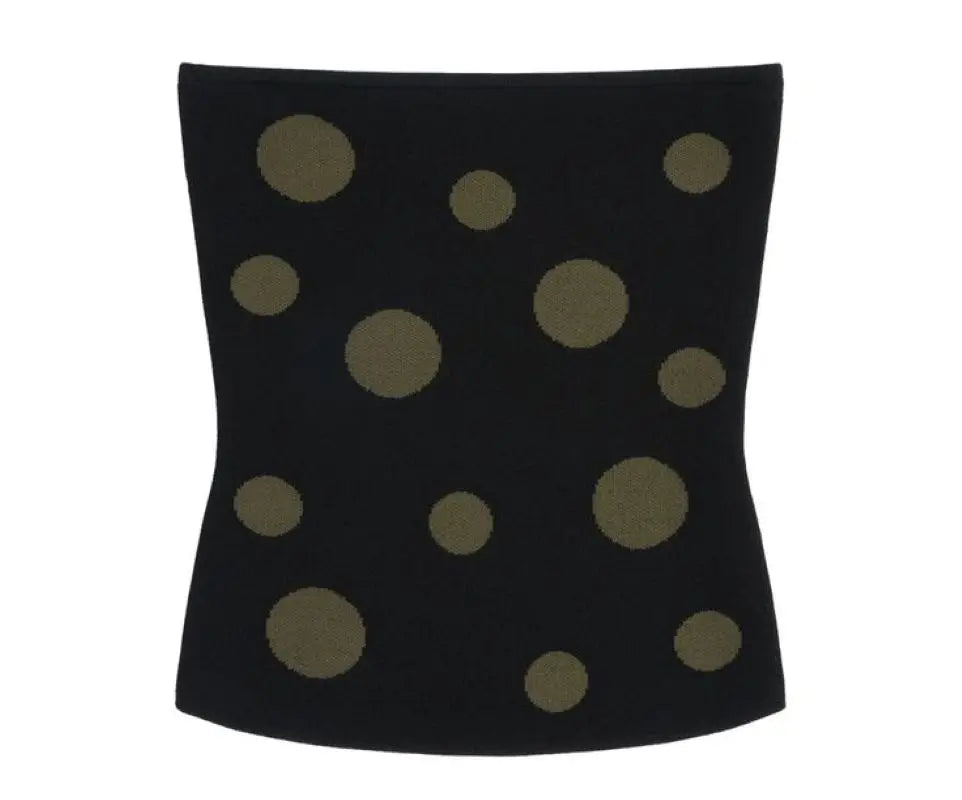 Tank Black & Green Polka Dot Knit Set – Tube Top and Low-Waist Mini Skirt