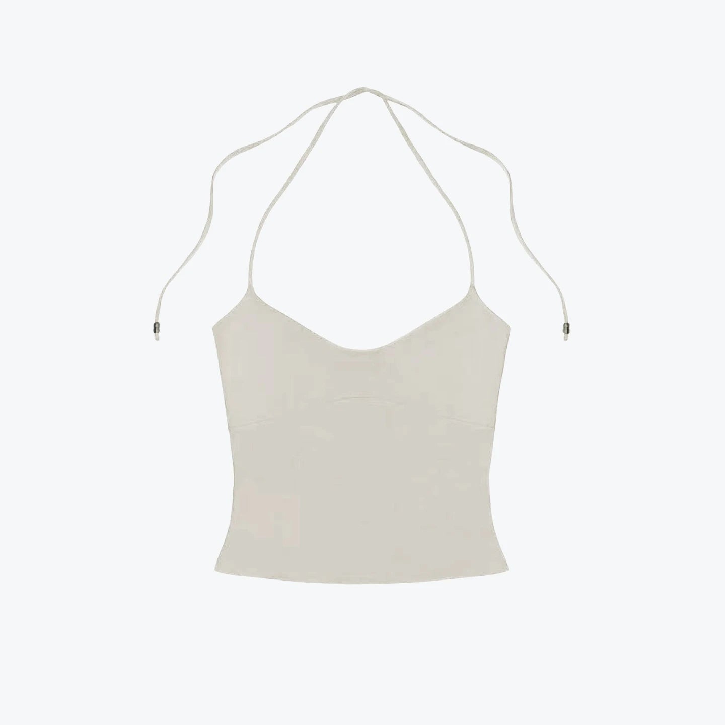 Tank Open-Back Halter Camisole – Stretchy Top with Metal Details & Tie Straps
