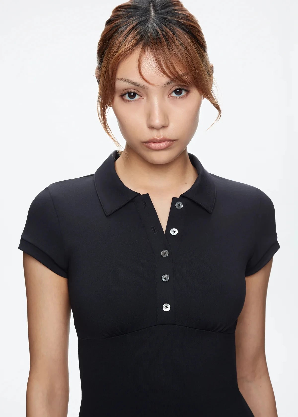 Tank Black Polo Collar Slim T-Shirt – Short Sleeve Sexy Summer Top