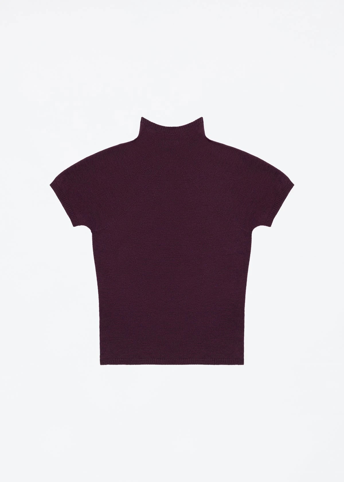 Tank Gray Wool Knit Top – Half Turtleneck Short Sleeve Summer Tee